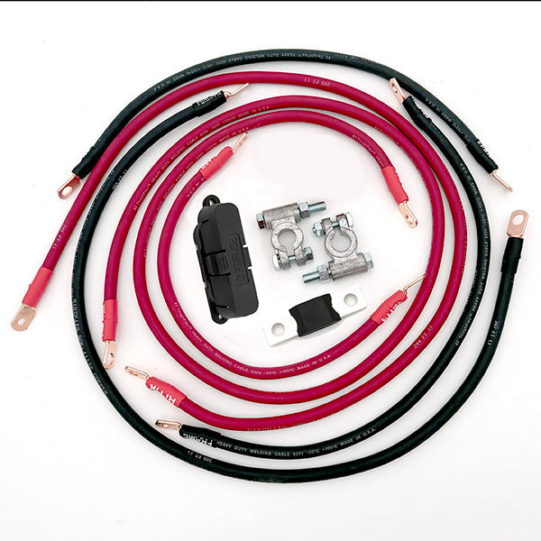 Chevrolet Suburban and Blazer battery cable kit for 1973–1991 models, heavy‑duty upgraded battery cables designed to reduce voltage drop and improve electrical performance
