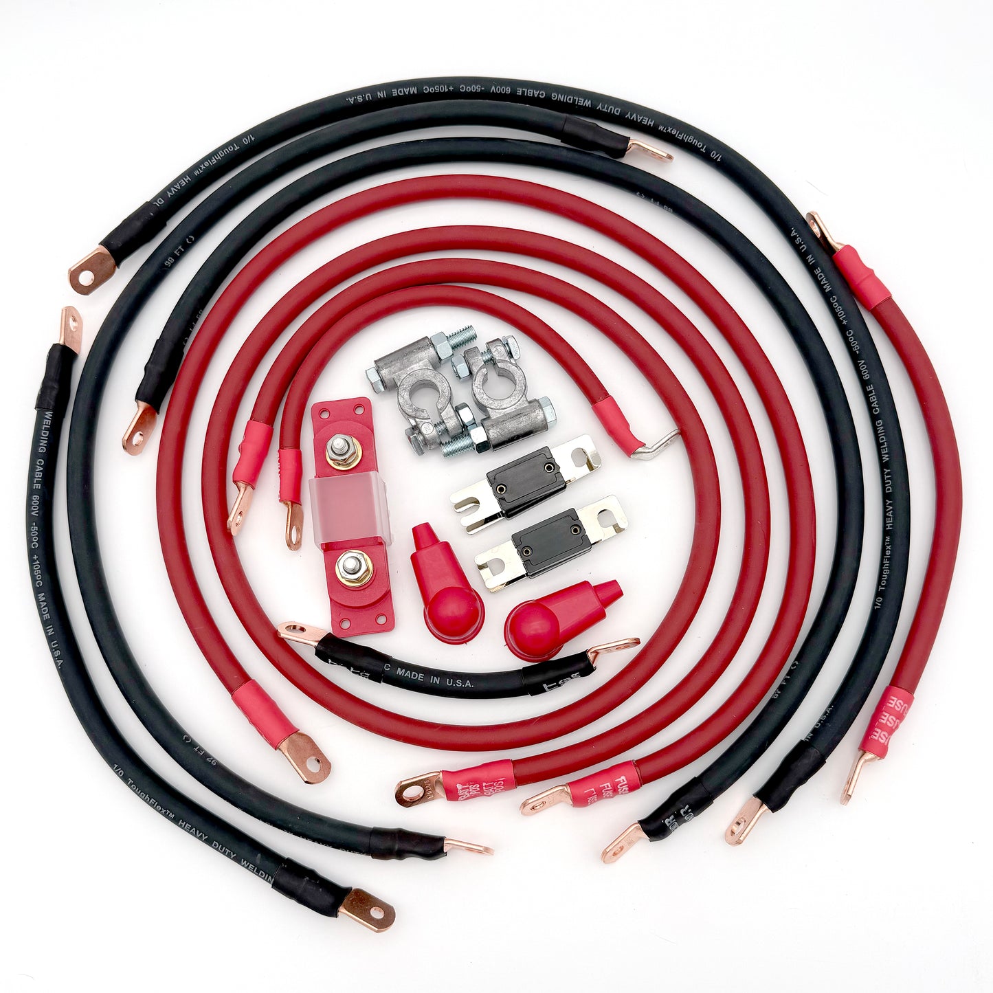 Jeep Gladiator JT Big 7 battery cable kit (2020-2025), designed for enhanced electrical flow and power efficiency in off-road conditions.