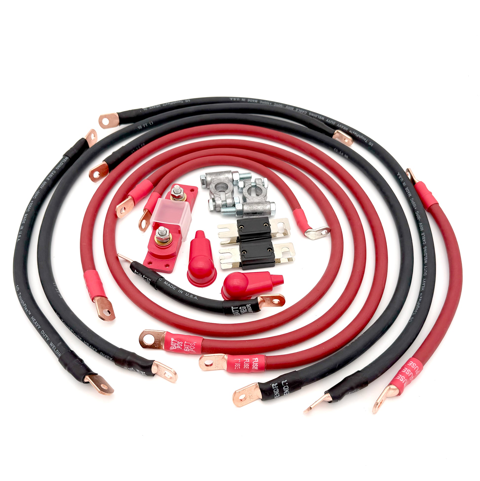 Jeep Gladiator JT Big 7 battery cable kit (2020-2025), designed for enhanced electrical flow and power efficiency in off-road conditions.