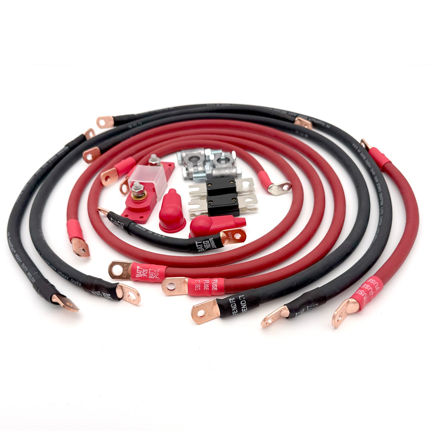 Jeep Gladiator JT Big 7 battery cable kit (2020-2025), designed for enhanced electrical flow and power efficiency in off-road conditions.