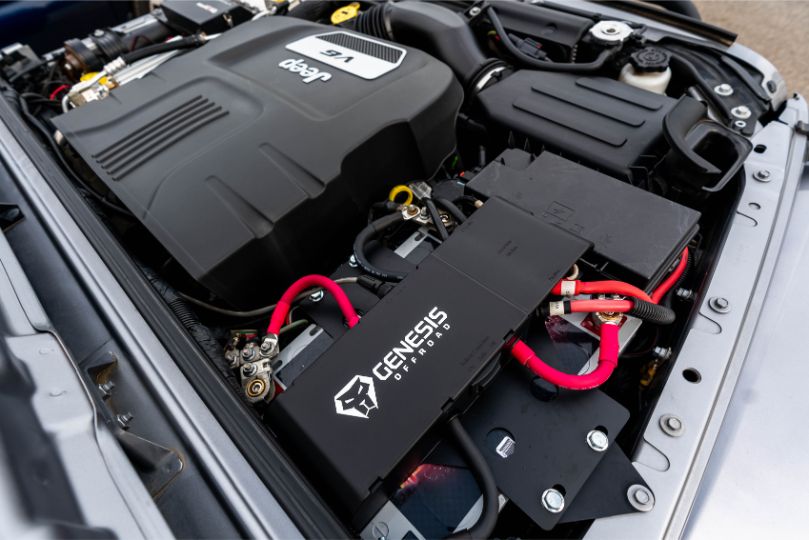 Genesis Offroad Jeep Wrangler JK Dual Battery Kit (Gen 3), designed to meet the power needs of off-roaders who require reliable, high-performance electrical support.