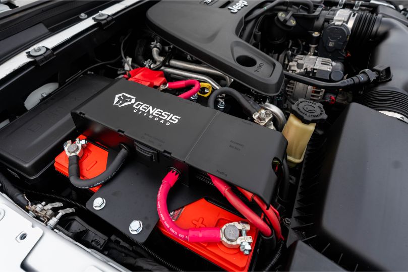 Genesis Offroad Jeep Wrangler JL Dual Battery Kit (Gen 3), engineered to meet the power demands of serious off-roaders with dual battery capability.
