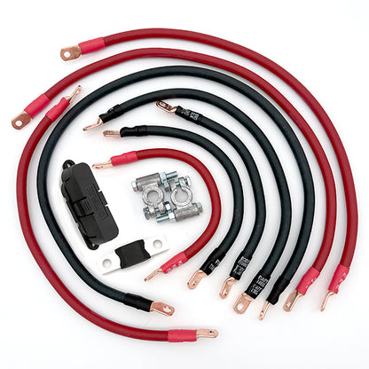 Jeep Cherokee Full Size SJ Big 7 battery cable kit for 1974–1983 models, heavy‑duty upgraded battery cables designed to reduce voltage drop and improve electrical performance