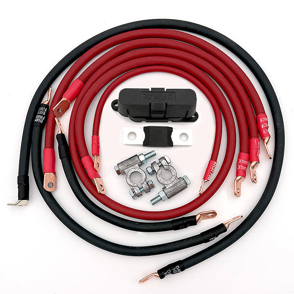Toyota Land Cruiser Big 7 battery cable kit for FZJ80 models (1993–1997), heavy‑duty upgraded battery cables designed to reduce voltage drop and improve electrical performance