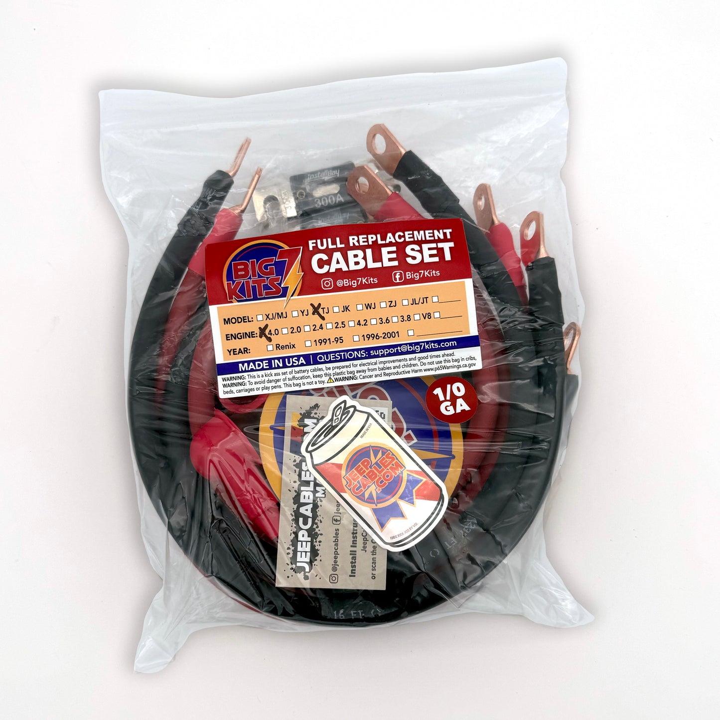 Jeep Wrangler TJ / LJ Big 7 Battery Cable Kit (1997-2006)