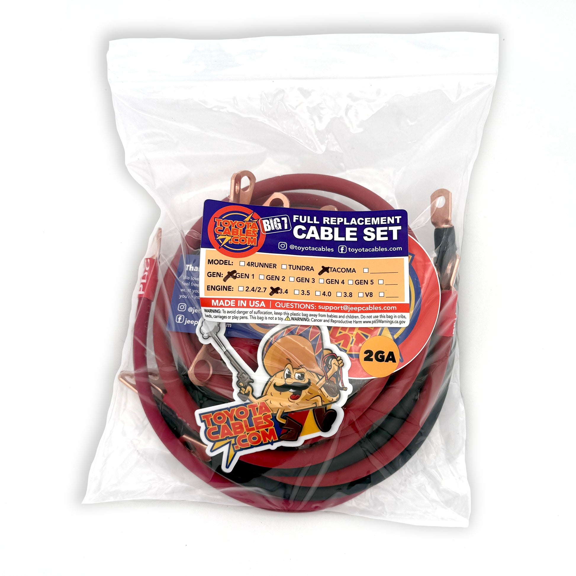 Toyota Tacoma 3.4L Gen 1 battery cable kit designed to provide reliable power delivery.
