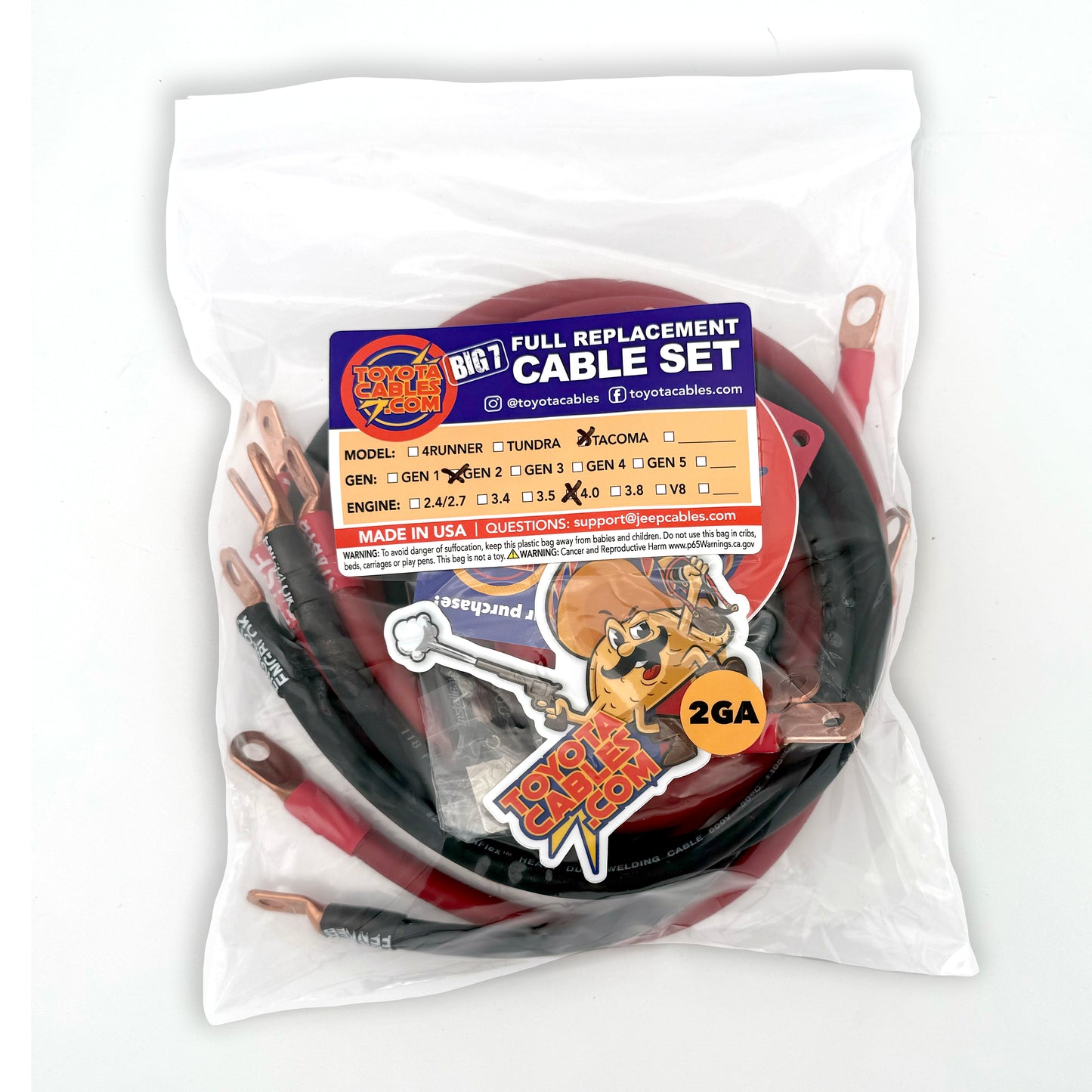 Toyota Tacoma Gen 2 (2005-2015) Big 7 battery cable kit boosts electrical performance for enhanced off-road reliability.