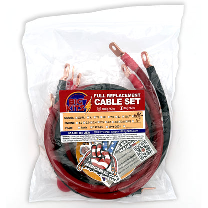 Jeep Grand Cherokee WK Big 7 battery cable kit (2005-2010) designed to improve electrical power for off-road adventures.