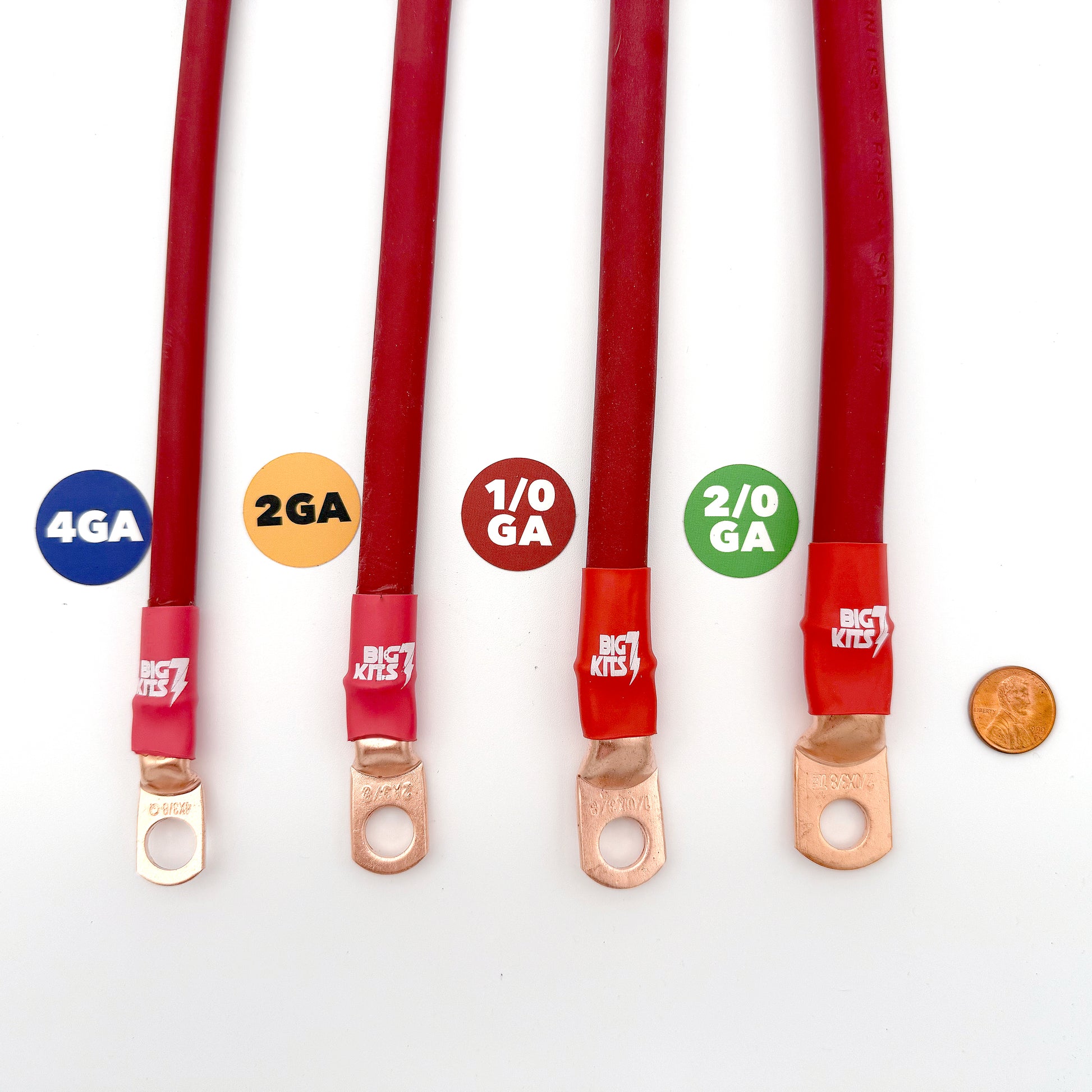 Big 7 kits come in a variety of wire sizes. 4ga wire is good up to 130amps, 2ga wire is good up to 180amps, 1/0 wire is good up to 410 amps, and 2/0 is for anything higher than 410 amps or diesel trucks.
